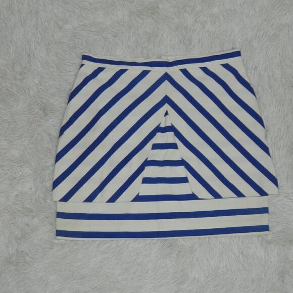 Zara Skirt Blue White ‎ Stripped Mini Skirt Size Medium - Picture 4 of 10